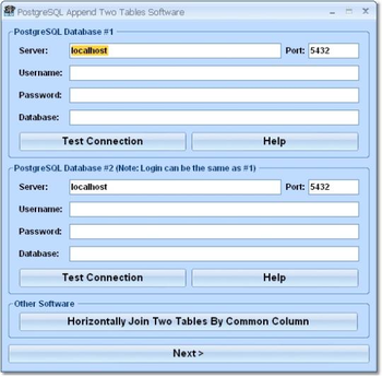PostgreSQL Append Two Tables Software screenshot
