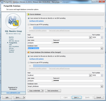 PostgreSQL Data Sync screenshot