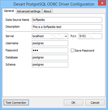 PostgreSQL ODBC driver screenshot