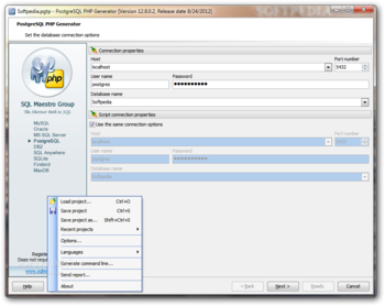 PostgreSQL PHP Generator screenshot 2