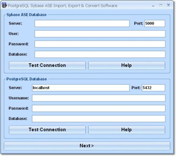 PostgreSQL Sybase ASE Import, Export & Convert Software screenshot