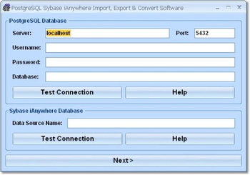 PostgreSQL Sybase iAnywhere Import, Export & Convert Software screenshot