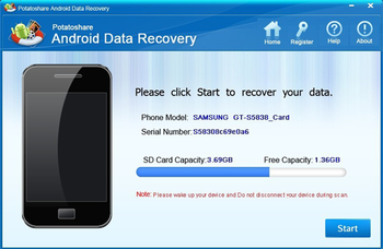 Potatoshare Android Data Recovery screenshot