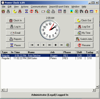 Power Clock Additional Employees (annually) screenshot