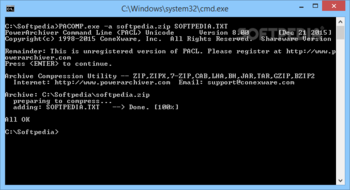 PowerArchiver Command Line screenshot