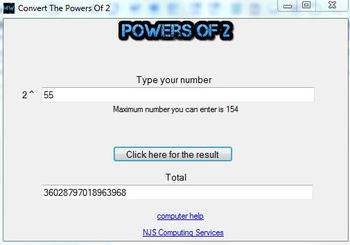 Powers Of 2 Converter screenshot