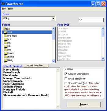 PowerSearch screenshot 2