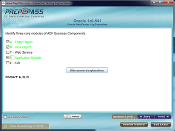 Prep2Pass 1Z0-541 Exam screenshot