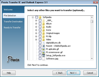 Presto Transfer IE and Outlook Express screenshot