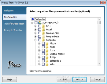 Presto Transfer Skype screenshot