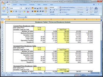 Pricing and Breakeven Analysis Excel screenshot 5