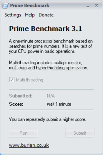 Prime Benchmark screenshot