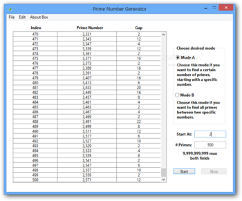 Prime Number Generator screenshot