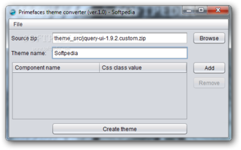 Primefaces theme converter screenshot