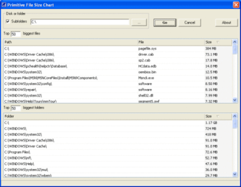 Primitive File Size Chart screenshot