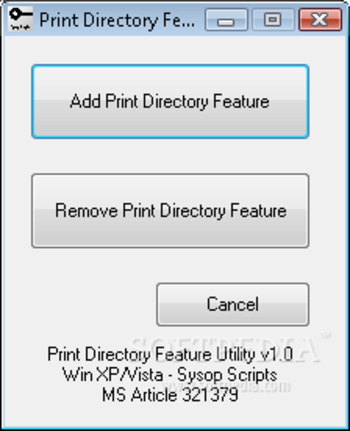 Print Directory Feature screenshot