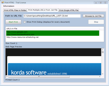 Print Multiple HTML screenshot