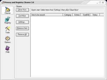 Privacy and Registry Cleaner screenshot