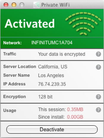 Private WiFi screenshot