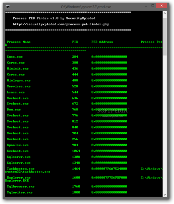 Process PEB Finder screenshot