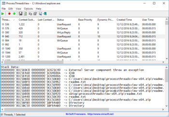 ProcessThreadsView screenshot