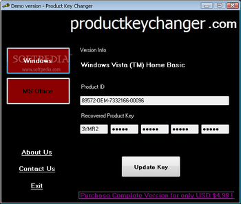 Product Key Changer screenshot
