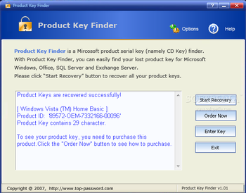Product Key Finder screenshot