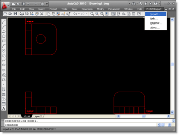 Pro/ENGINEER 2D Import for AutoCAD screenshot