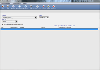 Professional Dental Information System screenshot