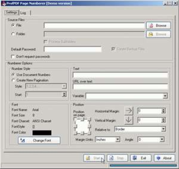 ProfPDF Page Numberer screenshot