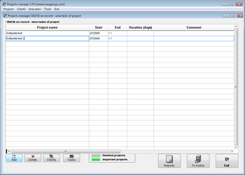 Projects Manager screenshot