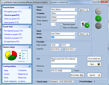 proNestor Visitor Management screenshot