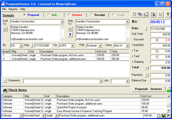 Proposal-Invoice screenshot