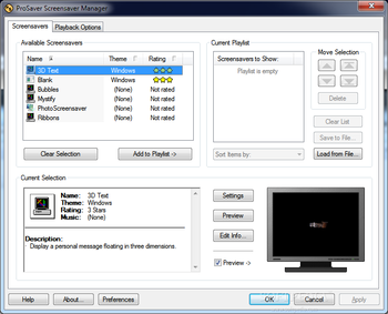 ProSaver Screensaver Manager screenshot