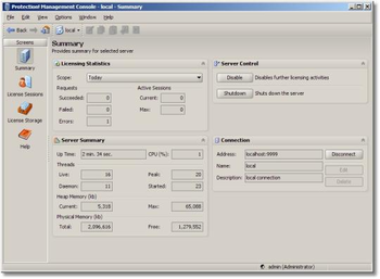 Protection Licensing Server screenshot