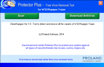Protector Plus for W32/Hupigon Trojan screenshot