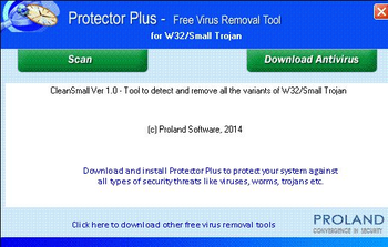 Protector Plus - Free Virus Removal Tool for W32/Small Trojan screenshot