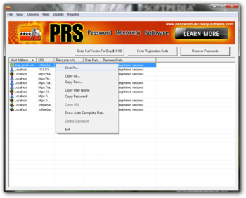 PRS Password Recovery Software screenshot 2