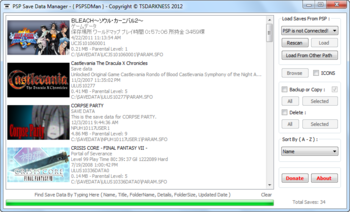 PSP Save Data Manager screenshot