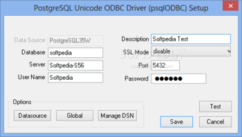 psqlODBC screenshot 2