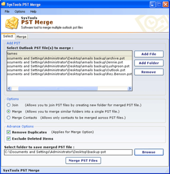 PST Merge screenshot 2