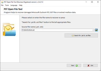 PST Open File Tool screenshot