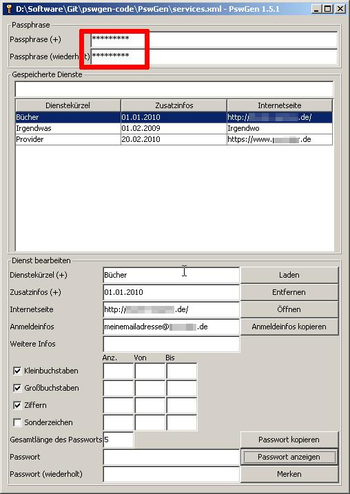 PswGen screenshot 2