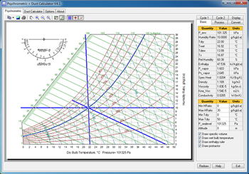 Psychrometric Chart + Duct Calculator screenshot