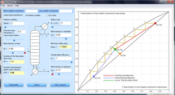 PTTD - Number of theoretical plates for distillation columns using McCabe-Thiele method screenshot