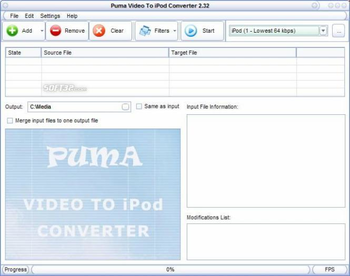 Puma Video To iPod Converter screenshot