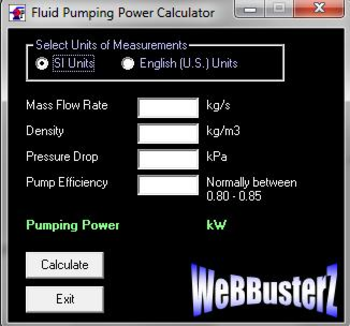 Pumping Power Calculator screenshot