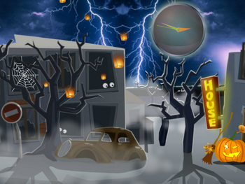 Pumpkin Ghost House Clock Live Wallpaper screenshot