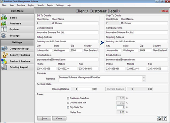 Purchase Order Form screenshot