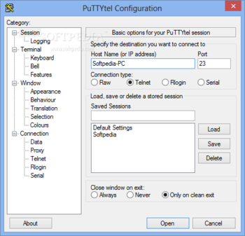 PuTTYtel screenshot